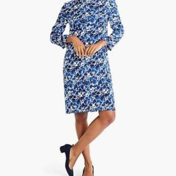 J. Crew Mercantile Blue Floral Watercolor Shift Spring Dress Size XS - Picture 1 of 7